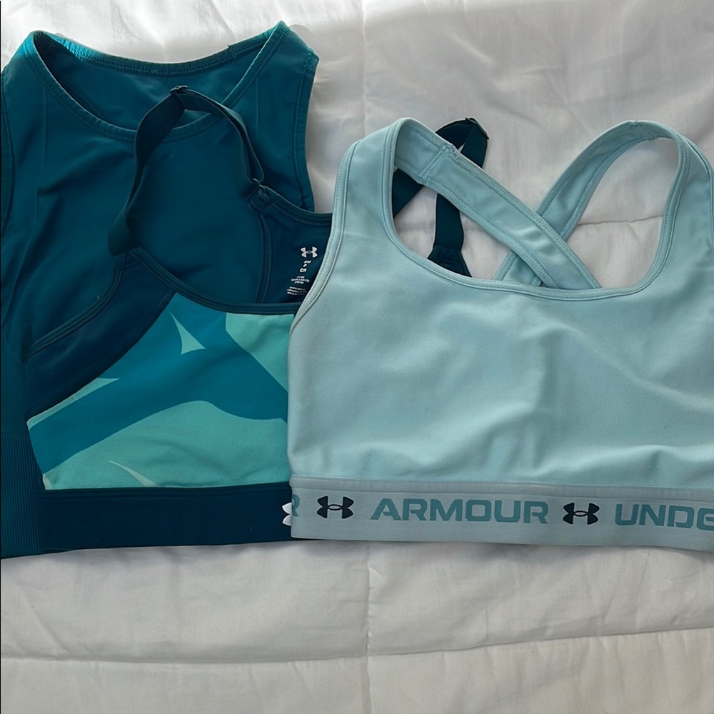 Lululemon/Under Armour Sports Bras Bundle in Teal and Light Blue